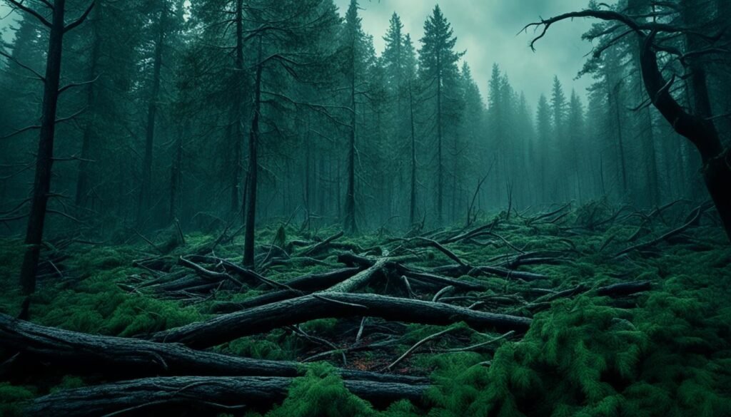 Trees falling in a storm